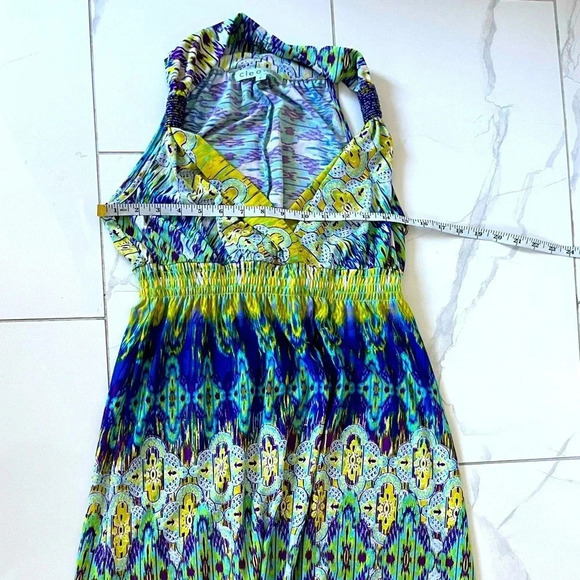Cleo Petites/ Sleeveless maxi dress/ Vibrant summer colours/ Beading/  Size US S - Picture 7 of 10